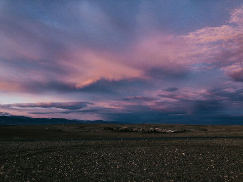 Colorful Sky at Daybreak in African Desert