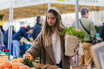two friends shop at the market