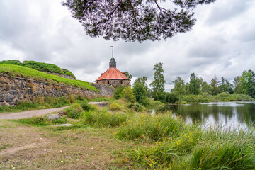 Old fortress tower near river