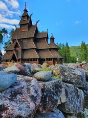 old wooden church against the blue sky - Gol © Mariusz