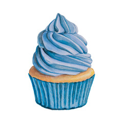 Naklejka premium marker's hand-drawn blue cupcake 