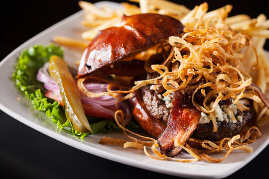 Food: Mike's Favorite Burger With Onion Straws