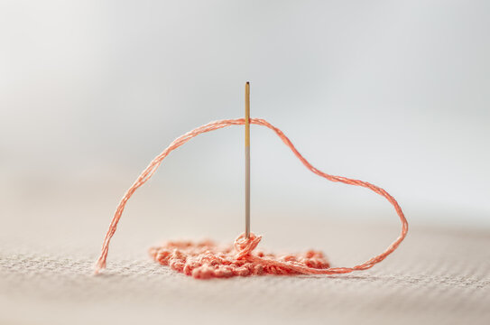 Embroidery of a Heart with French Knots