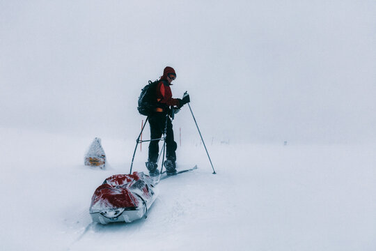 Male Skier in Extreme Winter Weather