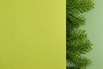 Christmas background with xmas tree brances and ornaments