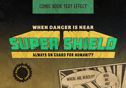 3D Volume Comic Text Effect Mockup