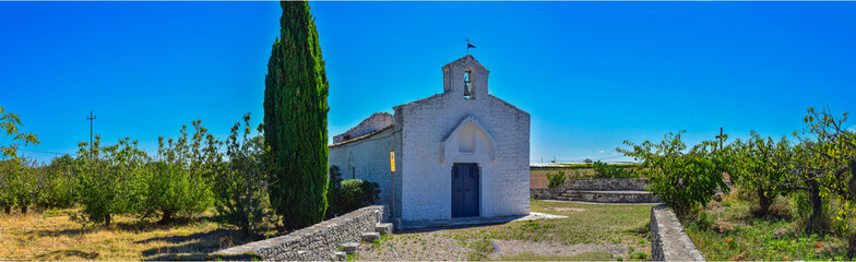 Fototapeta na wymiar Panoramic view of an ancient church from the 10th century