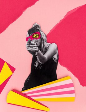 woman with gun collage