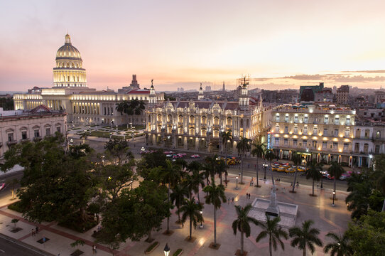Dusk at Parque Central, Havana, Cuba