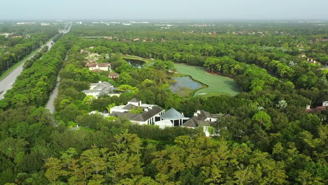 Aerial photo luxury mansions in Jupiter Florida