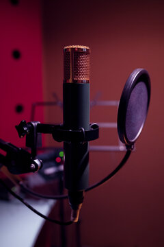 Microphones in radio recording studio
