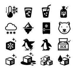 Snow And Ice Vector Icon Set - 377413101