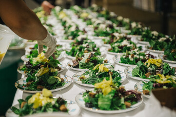 Salads in preparation for an event
