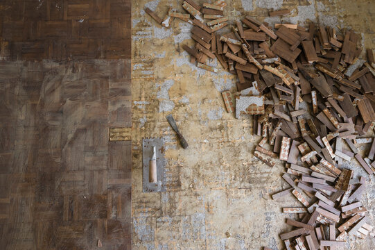 Removing old wood parquet from the floor