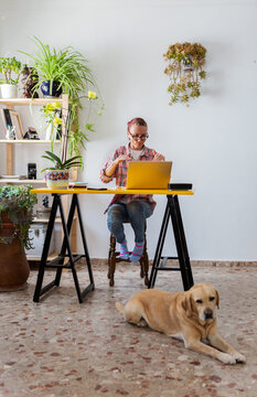 Woman working from home