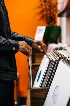 Man shopping for vinyl records