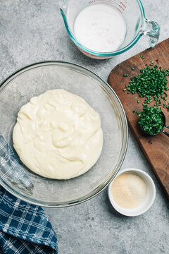 Ingredients to make ranch dressing