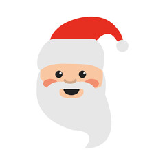 happy merry christmas, cute santa claus face cartoon, celebration festive flat icon style