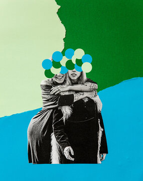 Friends hugging collage