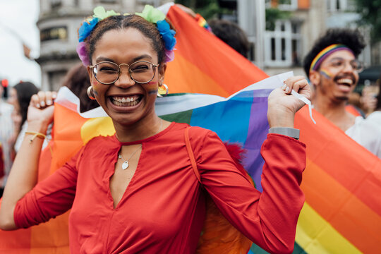 Waving a Gay Rainbow Flag