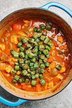 Spicy Cajun Chicken Stew in a Dutch Oven