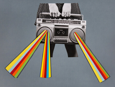Cassette deck with rainbow lazers