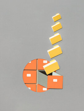 Archive and folders paper art illustration