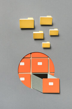 Archive and folders paper art illustration