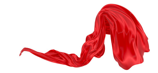 Obraz na płótnie Canvas Beautiful flowing fabric of red wavy silk or satin. 3d rendering image.