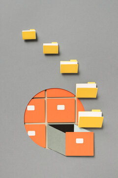 Archive and folders paper art illustration