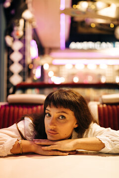 portrait of boring woman on the date