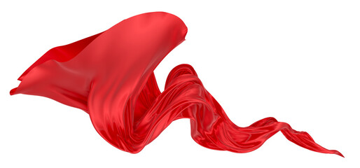 Beautiful flowing fabric of red wavy silk or satin. 3d rendering image.