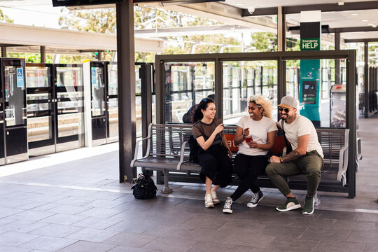 friends waiting for the train