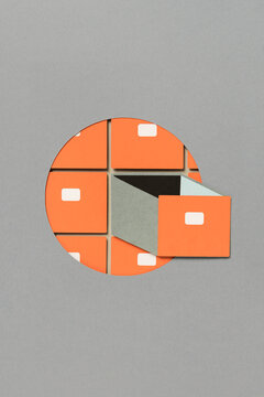 Archive and folders paper art illustration