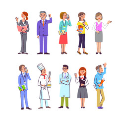 さまざまな職業の10人　男女	
