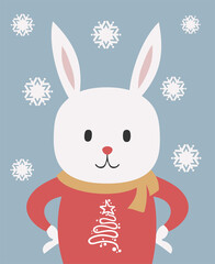 Design of rabbit in winter illustration