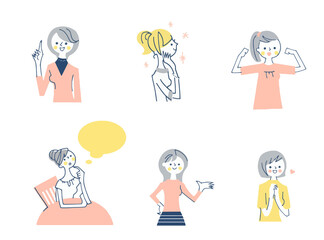 元気な女性　ポーズセット