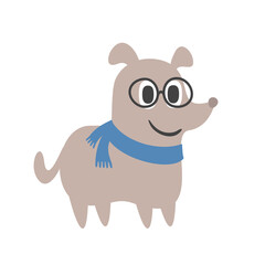 Obraz na płótnie Canvas Design of funny dog with scarf and glasses
