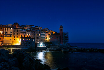 Obraz premium Night scene of Tellaro village in Liguria