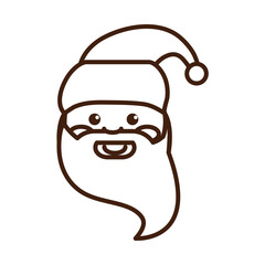 happy merry christmas, cute santa claus face cartoon, celebration festive linear icon style