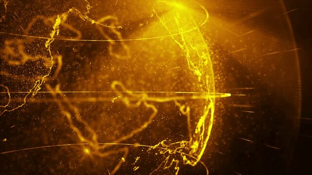 3d rotating world. news generic. Particles with world. movements with light. The lines are moving. particles surrounding the world map 4K