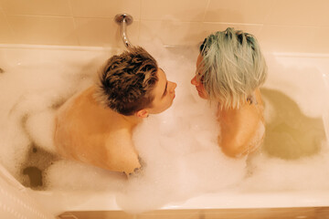 Two Lesbian Women In A Bathtub