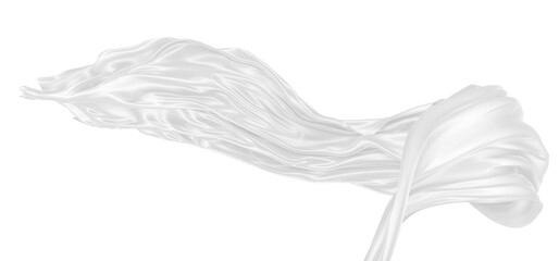 Beautiful flowing fabric of white wavy silk or satin. 3d rendering image.