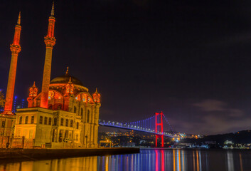 Fototapeta na wymiar Magnificent view of Ortaköy Mosque in the evening. Ortaköy Mosque. Istanbul.