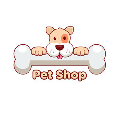 Cute dog logo with bone, it's good for Pet logo, Pet shop, veterinary, or dog lover logo.