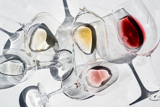 wine glasses with different types of wine