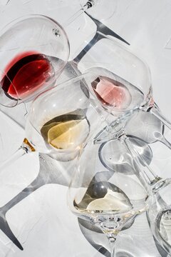 wine glasses with different types of wine