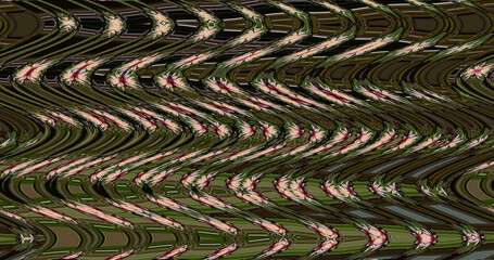 Abstract zigzag pattern with waves in green and pink tones. Artistic image processing created by water lily or lotus flower photo. Beautiful multicolor pattern for any design. Background image