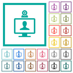 video user access flat color icons with quadrant frames