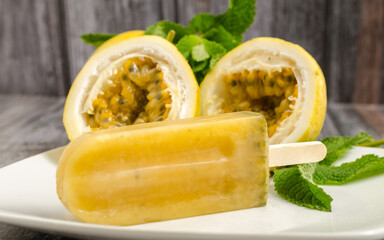Mojito Passion Fruit Popsicle with Passion Fruit